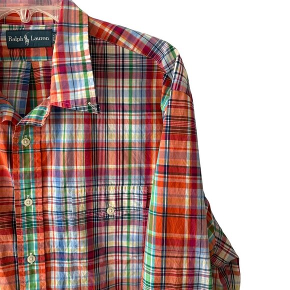 Ralph Lauren Mens Multicolor Plaid Long Sleeve Button-Up Shirt XXL 100% Cotton - Picture 3 of 4